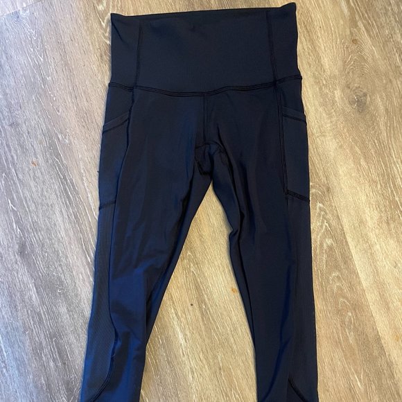 Lululemon Ribbed High Rise Navy Blue Leggings 25" Inseam - Picture 1 of 4